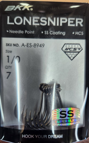 BKK Lone Sniper Needle Point Single Lure Hook Size 1/0, 7 pieces