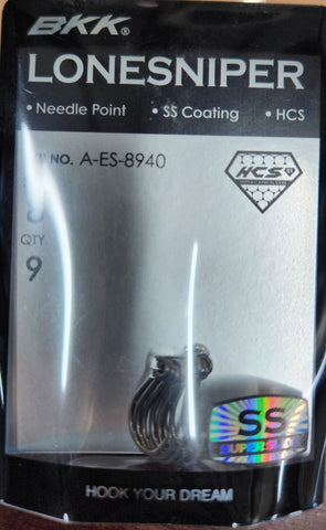 BKK Lone Sniper Needle Point Single Lure Hook Size 8, 9 pieces