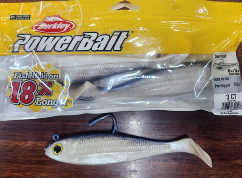 Berkley PowerBait 6” Pre Rigged Swim Shad Silver Mullet