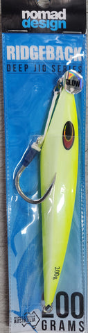 Nomad Design Ridgeback 200g Deep Jig Series Chartreuse White Glow