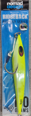 Nomad Design Ridgeback 160g Deep Jig Series Chartreuse White Glow