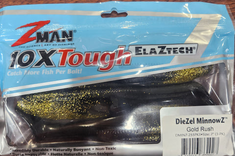 Zman Diezel Minnowz 7" Paddletail Soft Plastic GOLDRUSH