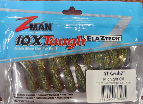 Zman ST Grubz Soft Plastic Lure - 2.5" Midnight oil