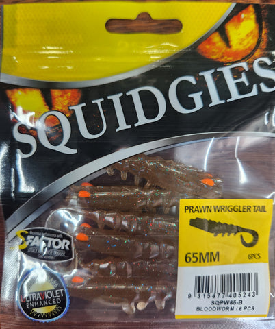 Squidgy Prawn Wriggler Soft Plastic 65mm Bloodworm