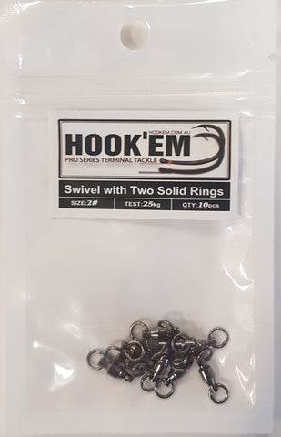 HookEm  Swivel With Two Solid Rings Size 2 25kg 10 pcs