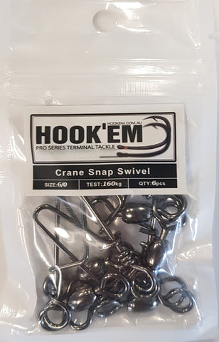 HookEm  Crane Snap Swivel Size 6/0 160kg 6 pcs