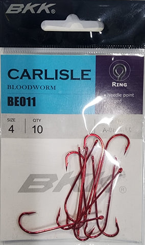 BKK Carlisle Red Bloodworm Hook Pocket Pack Size 4 Qty 10