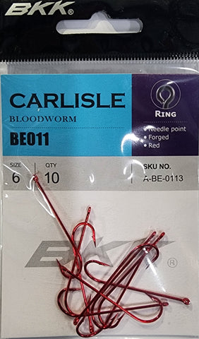 BKK Carlisle Red Bloodworm Hook Pocket Pack Size 6 Qty 10