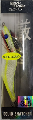 Black Magic Squid Snatcher 3.5 Squid Jig White Glow 5BM8