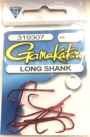 Gamakatsu Long Shank Red Hook Pocket Pack Size 8, 10 Pieces