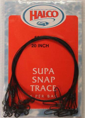 Halco Supa Snap Trace with Crosslock Snap - 20" - 20lb, 5 Pieces