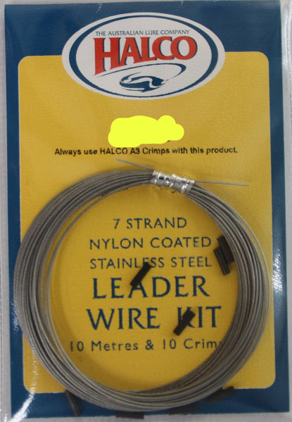 Halco 7 Strand Nylon Coated Leader Wire Kit - 20lb, 10 metres – Mid Coast  Fishing Bait & Tackle