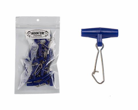 Hookem Easy Rig Clip - Size Medium Blue, 20 Pieces