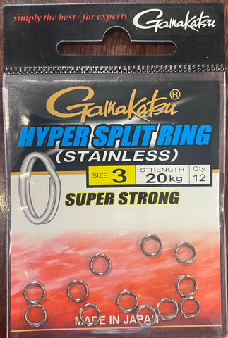Gamakatsu Hyper Split Ring Stainless Size 3, 20kg 12 pcs