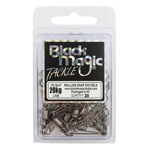 Black Magic Rolling Snap Swivel - Value Pack 46kg, 20 Pieces
