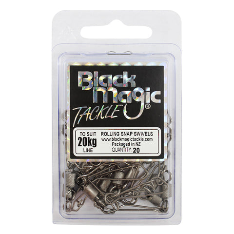 Black Magic Rolling Snap Swivel - Value Pack 20kg, 20 Pieces