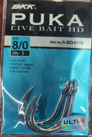 BKK PUKU LIVE BAIT HD Hooks 8/0 Qty 3