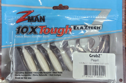 Zman Grubz Soft Plastic Lure - 3.5" Pearl
