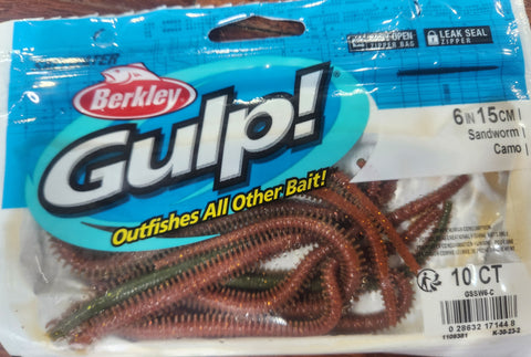 Berkley Gulp 6" Sandworm Nereis Fishing Soft Plastic -  Colour - Camo