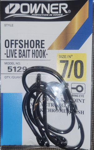 Owner Offshore Live Bait Hook - 7/0 6pcs