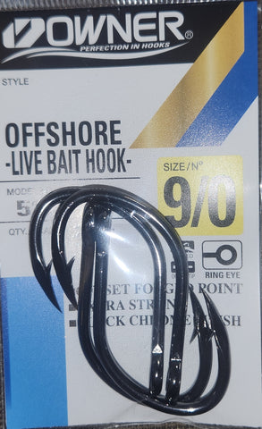 Owner Offshore Live Bait Hook - 9/0 4pcs