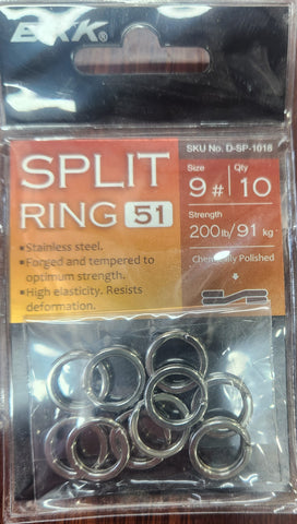 BKK SPLIT RINGS Size #9 91kg 12pcs