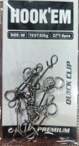 Hookem Speed Quick Clip Size #5, 83kg, 8 Pieces