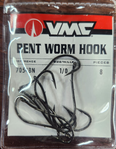 VMC 7054 Bent Worm Hook Size 1/0 Qty 8