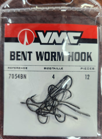 VMC 7054 Bent Worm Hook Size 4 Qty 12