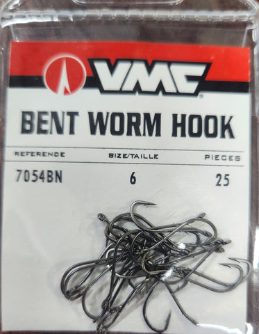 VMC 7054 Bent Worm Hook Size 6 Qty 25