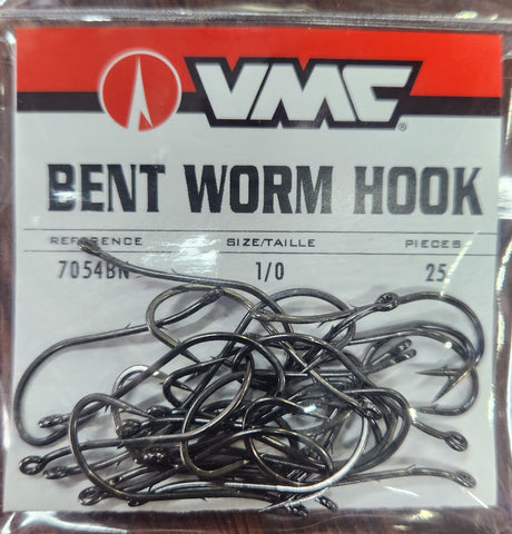 VMC 7054 Bent Worm Hook Size 1/0 Qty 25