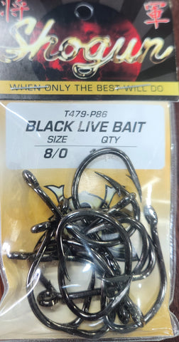 Shogun Black Live Bait Hook 8/0 10pcs