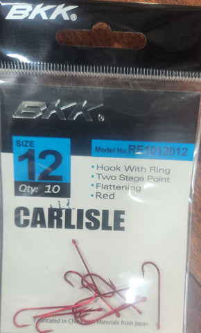 BKK Carlisle Red Bloodworm Hook Pocket Pack Size 12 Qty 10