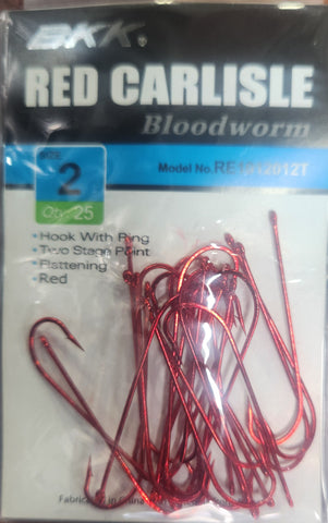 BKK Carlisle Red Bloodworm Hook Value Pack Size 2 25pcs