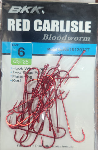 BKK Carlisle Red Bloodworm Hook Value Pack Size 6 25pcs