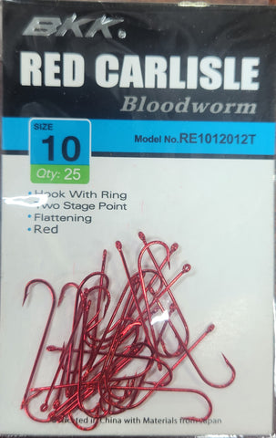 BKK Carlisle Red Bloodworm Hook Value Pack Size 10 25pcs