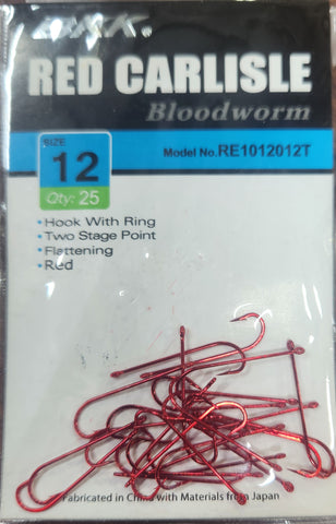 BKK Carlisle Red Bloodworm Hook Value Pack Size 12 25pcs