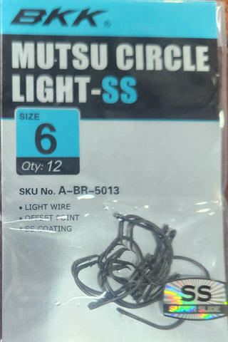 BKK Mutsu Circle Light SS Hooks Pocket Pack Size 6 Qty 12