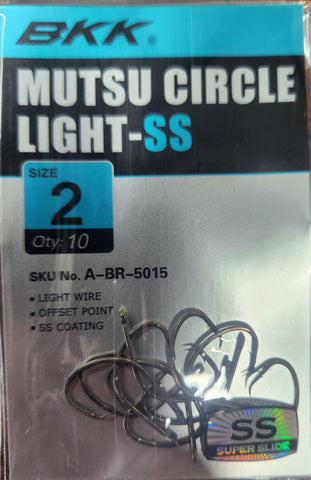 BKK Mutsu Circle Light SS Hooks Pocket Pack Size 2 Qty 10