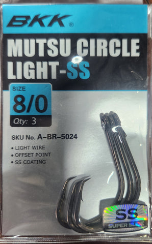 BKK Mutsu Circle Light SS Hooks Pocket Pack Size 8/0 Qty 3