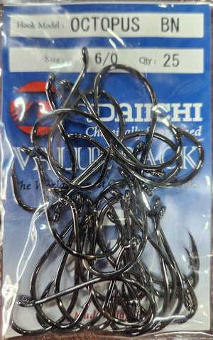 Daiichi Octopus BN Hook Value Pack - Size 6/0, 25 Pieces