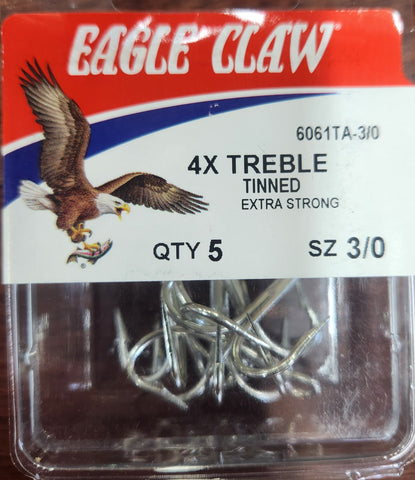 Eagle Claw Trebles - Size 3/0, 5 Pcs