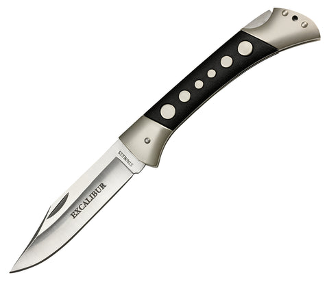 Excalibur Large Black Disk 3.5" Clip Point Folding Knife 01-32020