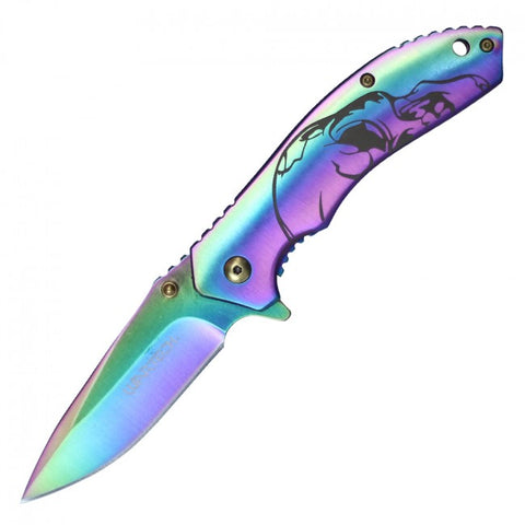 Wartech PBB3RW Folding Rainbox Scull Knife D18