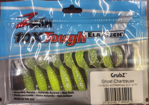 Zman Grubz Soft Plastic Lure - 3.5" Ghost Chartreuse
