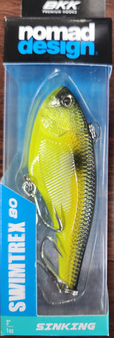 Nomad Design Swimtrex 80 Vibe Lure CHARTREUSE BLACK GOLD
