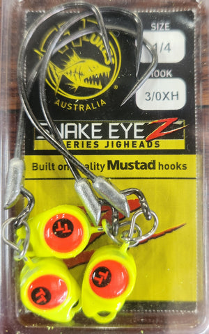 TT Lures Snake Eyez Jighead Chartreuse #3/0 1/4 oz