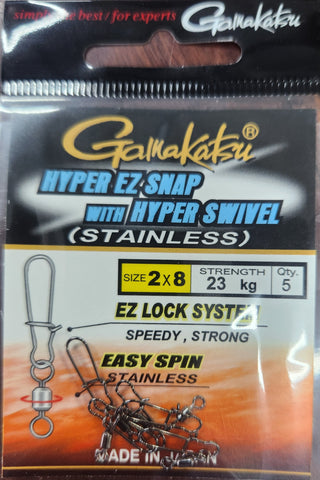 Gamakatsu Hyper Stainless EZ Snap Size 2 23kg 5pcs