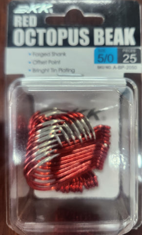 BKK Red Octopus Beak Hook Size: 5/0 Qty 25 (Copy)