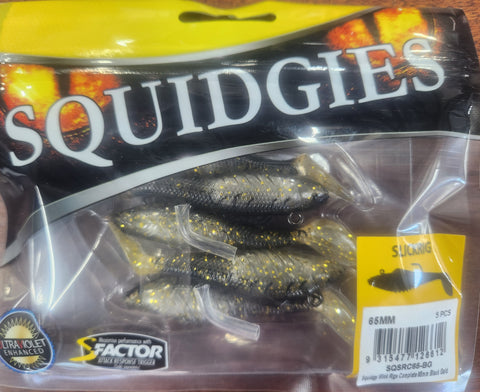 Squidgy Slickrig Light 65mm Soft Plastic - BLACK GOLD